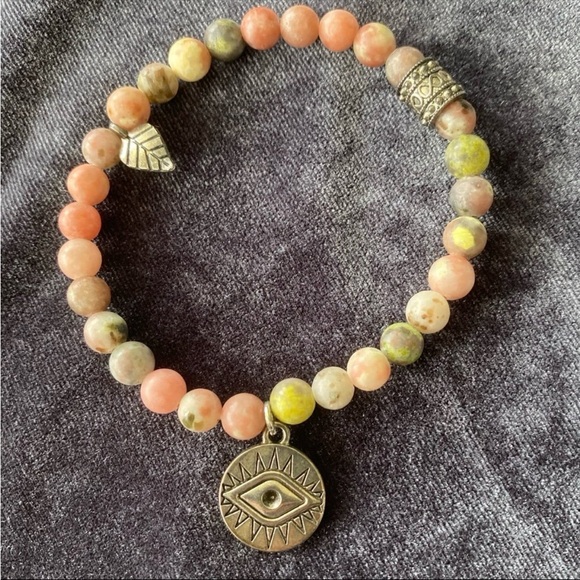 EVIL EYE Arm Candy by Eye Candy Los Angeles Luxe Agate Stone Bracelet NWOT OS - Picture 5 of 6